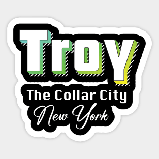Troy New York Yellow Text Sticker